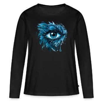 Œil de protection bleu Nazar Horus Amulette Mauvais œil - T-shirt manches longues Premium bio Femme - noir - Devant - Julia (174cm)