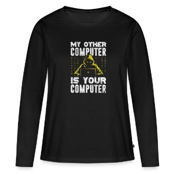 Hacker - Frauen Premium Bio Langarmshirt - Schwarz - Vorne - Julia (174cm)