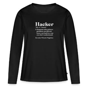 Hacker Coder Computerfreak Nerd Hacking Geschenk - Frauen Premium Bio Langarmshirt - Schwarz - Vorne - Julia (174cm)