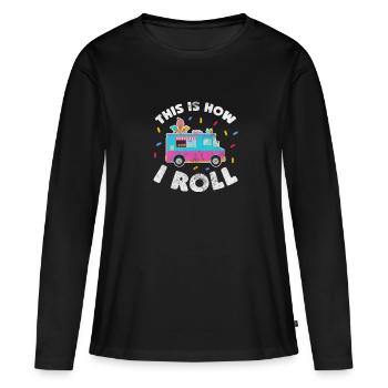 Eiscreme - Frauen Premium Bio Langarmshirt - Schwarz - Vorne - Julia (174cm)