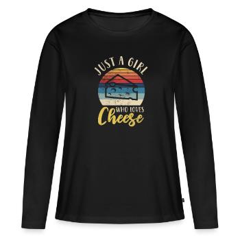 Fromage - T-shirt manches longues Premium bio Femme - noir - Devant - Julia (174cm)