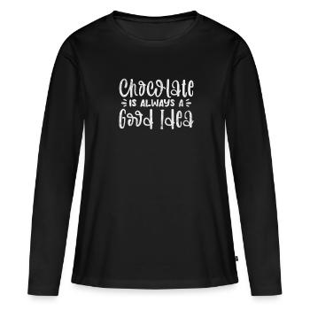 Chocolat - T-shirt manches longues Premium bio Femme - noir - Devant - Julia (174cm)