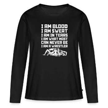 Wrestling Wrestler Fight Wrestling Ringer Gift - Women's Premium Organic Long Sleeve Shirt - black - Front - Julia (174cm)