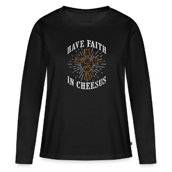 Fromage - T-shirt manches longues Premium bio Femme - noir - Devant - Julia (174cm)