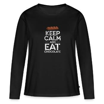 Schokolade - Frauen Premium Bio Langarmshirt - Schwarz - Vorne - Julia (174cm)