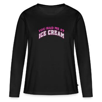 Eiscreme - Frauen Premium Bio Langarmshirt - Schwarz - Vorne - Julia (174cm)