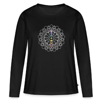 Méditation - T-shirt manches longues Premium bio Femme - noir - Devant - Julia (174cm)