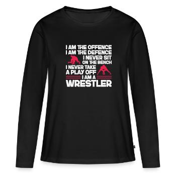 Wrestling Wrestler Fight Wrestling Ringer Gift - Women's Premium Organic Long Sleeve Shirt - black - Front - Julia (174cm)