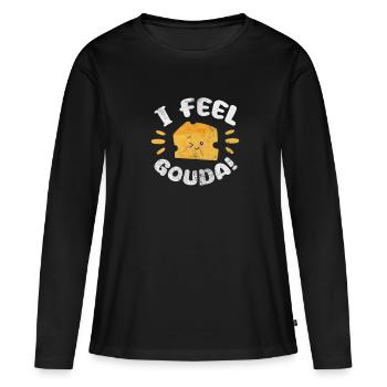 Fromage - T-shirt manches longues Premium bio Femme - noir - Devant - Julia (174cm)