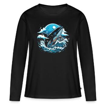 Imagination de baleine de l’espace - T-shirt manches longues Premium bio Femme - noir - Devant - Julia (174cm)