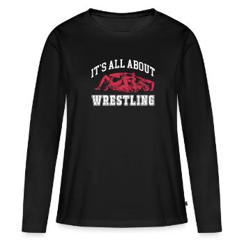 Wrestling Wrestler Fight Wrestling Ringer Gift - Women's Premium Organic Long Sleeve Shirt - black - Front - Julia (174cm)