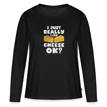 Fromage - T-shirt manches longues Premium bio Femme - noir - Devant - Julia (174cm)