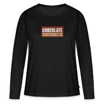 Schokolade - Frauen Premium Bio Langarmshirt - Schwarz - Vorne - Julia (174cm)