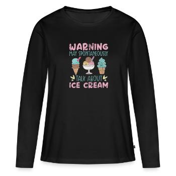 Eiscreme - Frauen Premium Bio Langarmshirt - Schwarz - Vorne - Julia (174cm)