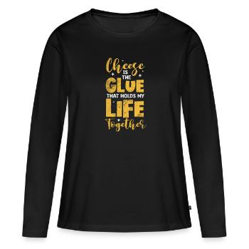 Fromage - T-shirt manches longues Premium bio Femme - noir - Devant - Julia (174cm)