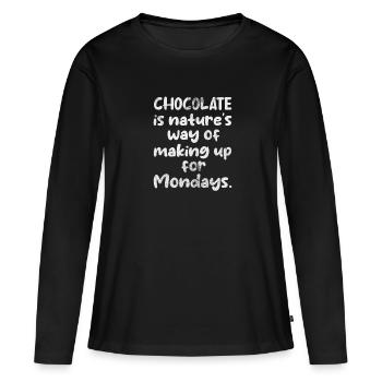 Chocolat - T-shirt manches longues Premium bio Femme - noir - Devant - Julia (174cm)