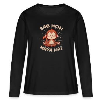 Méditation - T-shirt manches longues Premium bio Femme - noir - Devant - Julia (174cm)