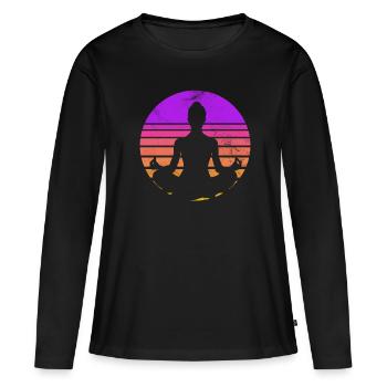 Méditation - T-shirt manches longues Premium bio Femme - noir - Devant - Julia (174cm)