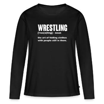 Wrestling Wrestler Fight Wrestling Ringer Gift - Women's Premium Organic Long Sleeve Shirt - black - Front - Julia (174cm)