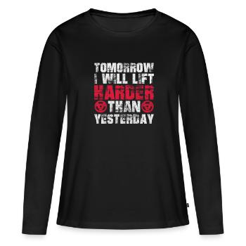 Bodybuilder - Frauen Premium Bio Langarmshirt - Schwarz - Vorne - Julia (174cm)