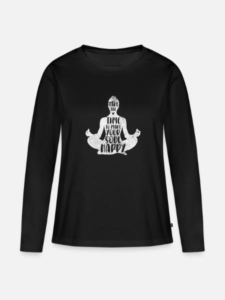 Meditation - Frauen Premium Bio Langarmshirt - Schwarz
