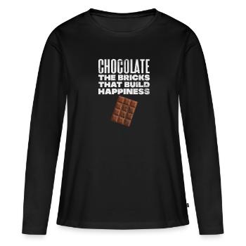 Schokolade - Frauen Premium Bio Langarmshirt - Schwarz - Vorne - Julia (174cm)