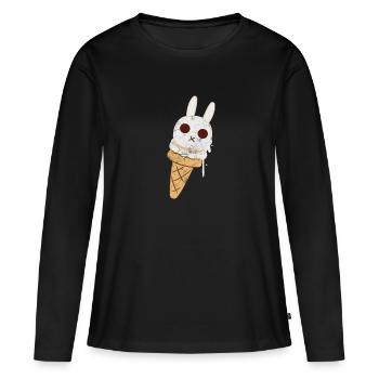 Eiscreme - Frauen Premium Bio Langarmshirt - Schwarz - Vorne - Julia (174cm)