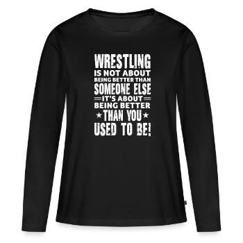 Wrestling Wrestler Fight Wrestling Ringer Gift - Women's Premium Organic Long Sleeve Shirt - black - Front - Julia (174cm)