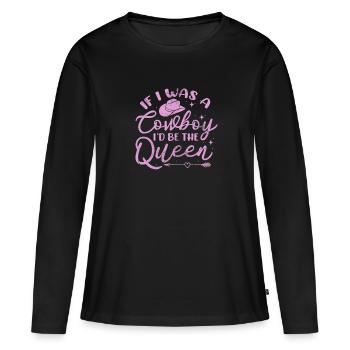 Cow-boy - T-shirt manches longues Premium bio Femme - noir - Devant - Julia (174cm)
