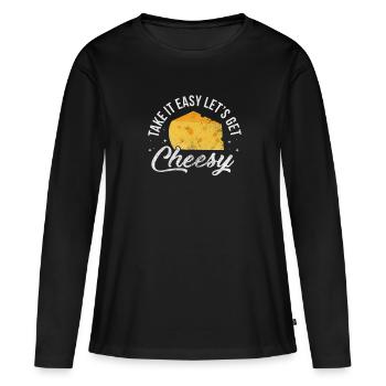 Fromage - T-shirt manches longues Premium bio Femme - noir - Devant - Julia (174cm)