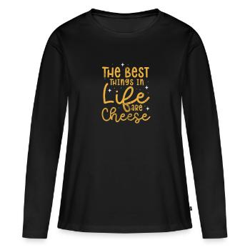 Fromage - T-shirt manches longues Premium bio Femme - noir - Devant - Julia (174cm)