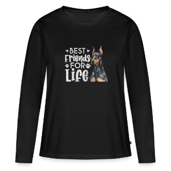 Dobermann - Frauen Premium Bio Langarmshirt - Schwarz - Vorne - Julia (174cm)