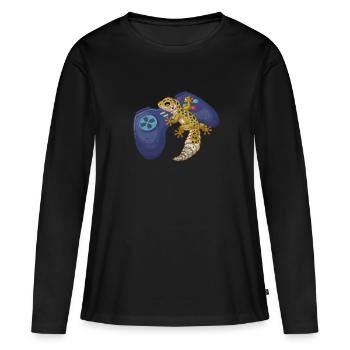 Gecko - Frauen Premium Bio Langarmshirt - Schwarz - Vorne - Julia (174cm)