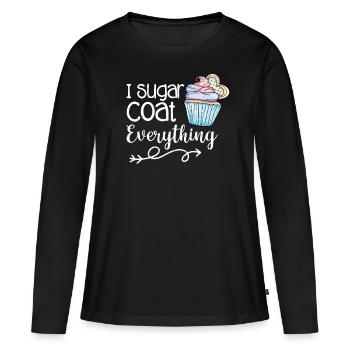 Cupcake - T-shirt manches longues Premium bio Femme - noir - Devant - Julia (174cm)