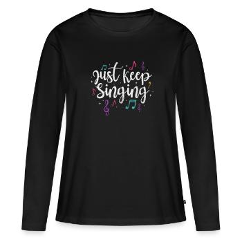 Chanteur - T-shirt manches longues Premium bio Femme - noir - Devant - Julia (174cm)