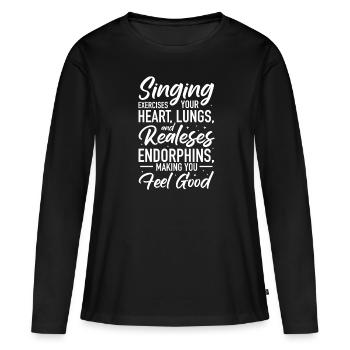 Chanteur chanteur chanteur musicien cadeau - T-shirt manches longues Premium bio Femme - noir - Devant - Julia (174cm)
