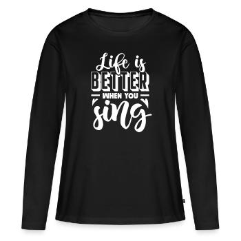 Chanteur chanteur chanteur musicien cadeau - T-shirt manches longues Premium bio Femme - noir - Devant - Julia (174cm)