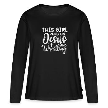 Lutte - T-shirt manches longues Premium bio Femme - noir - Devant - Julia (174cm)