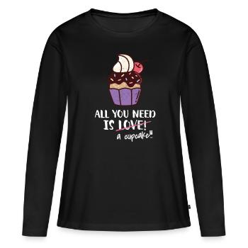 Cupcake - T-shirt manches longues Premium bio Femme - noir - Devant - Julia (174cm)