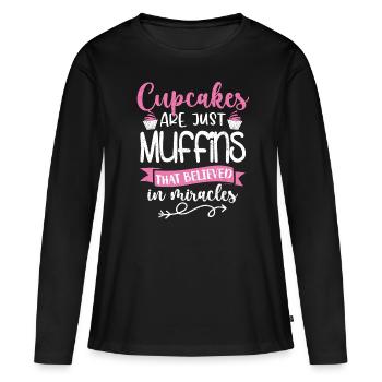 Cupcake - T-shirt manches longues Premium bio Femme - noir - Devant - Julia (174cm)