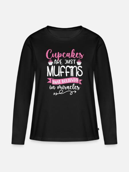Cupcake - Frauen Premium Bio Langarmshirt - Schwarz