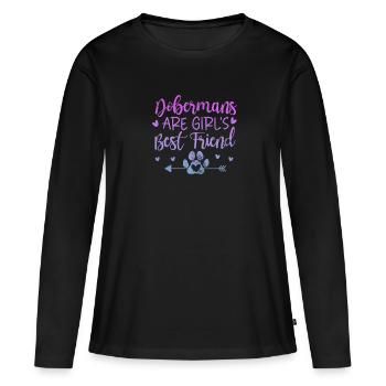 Dobermann - Frauen Premium Bio Langarmshirt - Schwarz - Vorne - Julia (174cm)