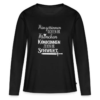 Königinnen ziehen ihr Schwert - Frauen Premium Bio Langarmshirt - Schwarz - Vorne - Julia (174cm)