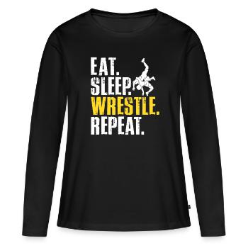 Wrestling Wrestler Fight Wrestling Ringer Gift - Women's Premium Organic Long Sleeve Shirt - black - Front - Julia (174cm)