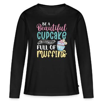 Cupcake - Frauen Premium Bio Langarmshirt - Schwarz - Vorne - Julia (174cm)