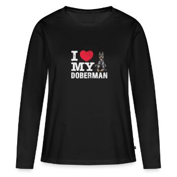 Dobermann - Frauen Premium Bio Langarmshirt - Schwarz - Vorne - Julia (174cm)