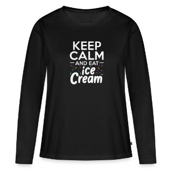 Eiscreme - Frauen Premium Bio Langarmshirt - Schwarz - Vorne - Julia (174cm)