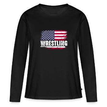 Wrestling Wrestler Fight Wrestling Ringer Gift - Women's Premium Organic Long Sleeve Shirt - black - Front - Julia (174cm)