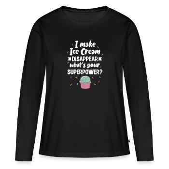 Eiscreme - Frauen Premium Bio Langarmshirt - Schwarz - Vorne - Julia (174cm)