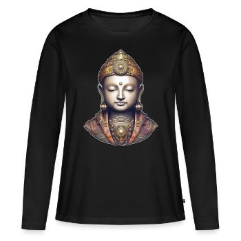 Mystical Spiritual Buddha - Women's Premium Organic Long Sleeve Shirt - black - Front - Julia (174cm)
